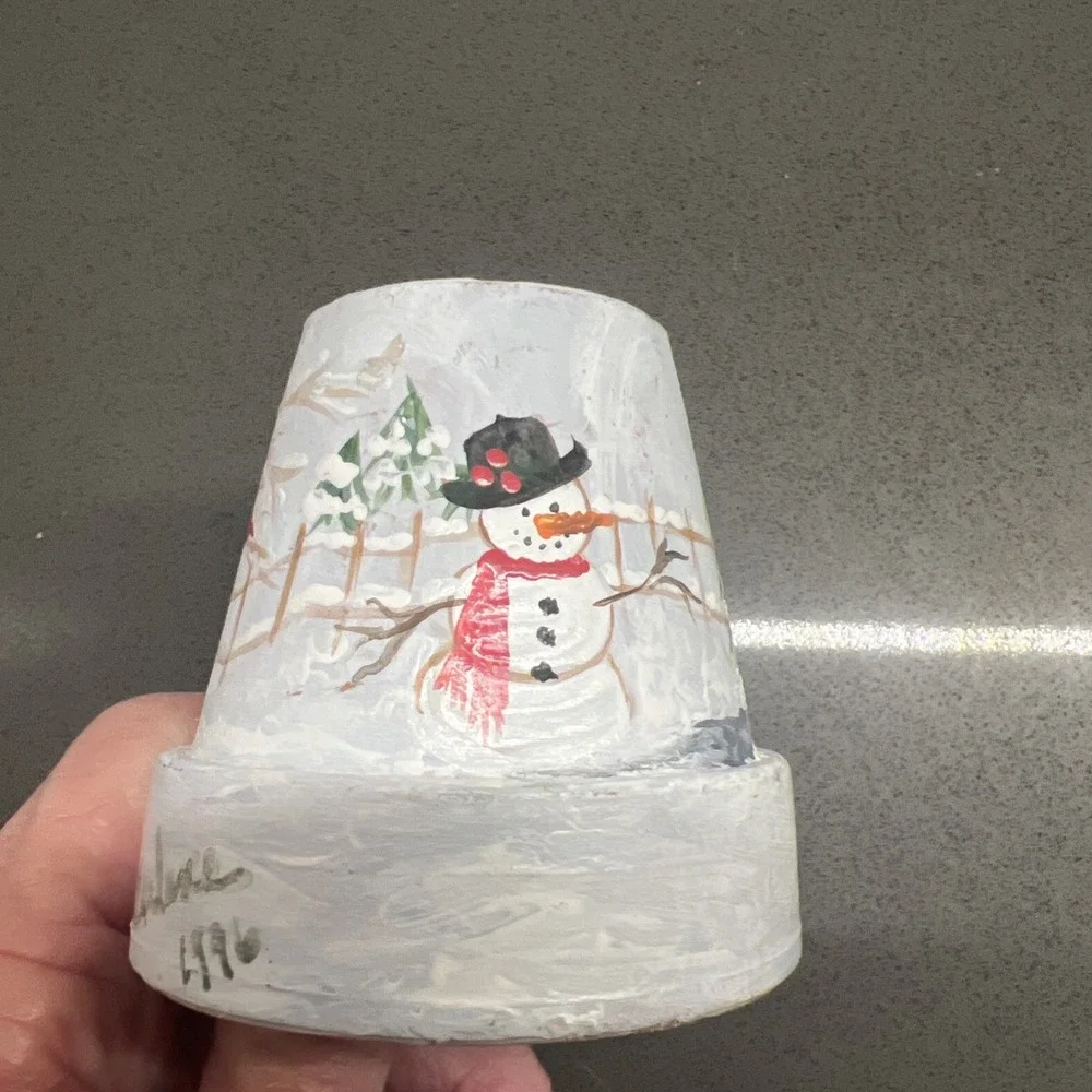 Set of 2 Very Small Handpainted Christmas Plant Flower Pots